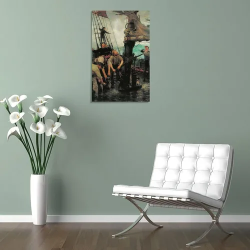 Vista 5 de All Hands to The Pumps by Henry Scott Tuke Canvas Wall Art Poster Decorative Bedroom Modern Home Print Picture Artworks Posters 12x18inch(30x45cm)