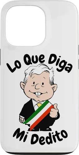 Vista 10 de Funda para iPhone 16 Lo Que Diga Mi Dedito Divertida Caricatura AMLO Amlito México 4T