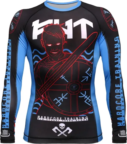Vista 3 de Hardcore Training Norman Viking - Camiseta de compresión de manga larga para hombre, sin Gi, apretada, BJJ con capa base de agarre