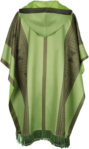 Vista 2 de Bruno - Disfraz de poncho con capucha verde, capa de Halloween, uniforme de vestir para adultos y niños