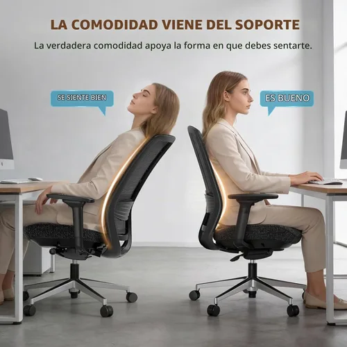 Vista 7 de ErgoSift M2 - Silla ergonómica de oficina – Silla de escritorio de malla con respaldo alto con soporte lumbar ajustable, reposabrazos 4D para largas
