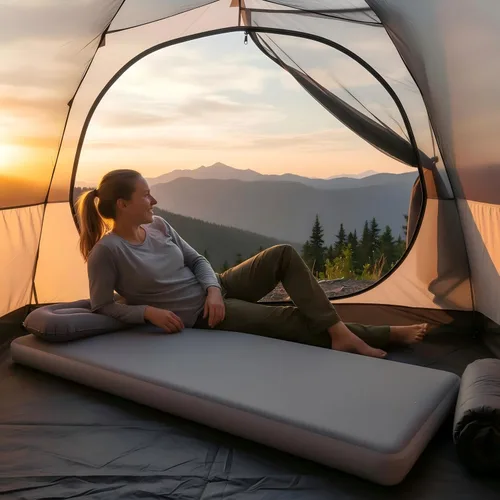 Vista 5 de Freein Almohadilla inflable de camping de 4 pulgadas con tecnología de tarifa de cama real, alfombrilla de dormir de alta presión de 7 PSI para SUV