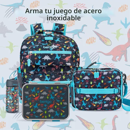 Vista 8 de Bentgo Kids Prints - Lonchera de acero inoxidable con 3 compartimentos Recipiente de silicona para niños de más de 3 años, duradero, sin olor