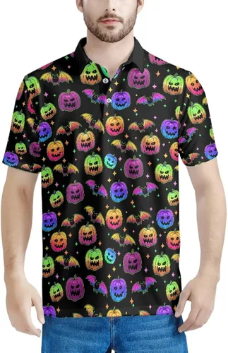 Vista 34 de HUGS IDEA Camiseta casual retro para hombre, diseño de calavera de manga corta Nota musical de hoja de otoño