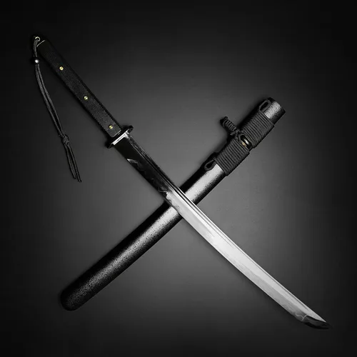 Vista 2 de Mushashi - Espada wakazashi táctica moderna – Espada katana forjada a mano – Espada Samurai – Hoja de acero de alto carbono 1060 – Armas