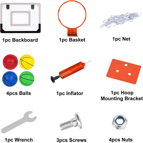 Vista 7 de NI-ROU Mini aro de baloncesto para interiores para niños, mini aro de baloncesto con marcador electrónico y 2 bolas, aro de baloncesto sobre