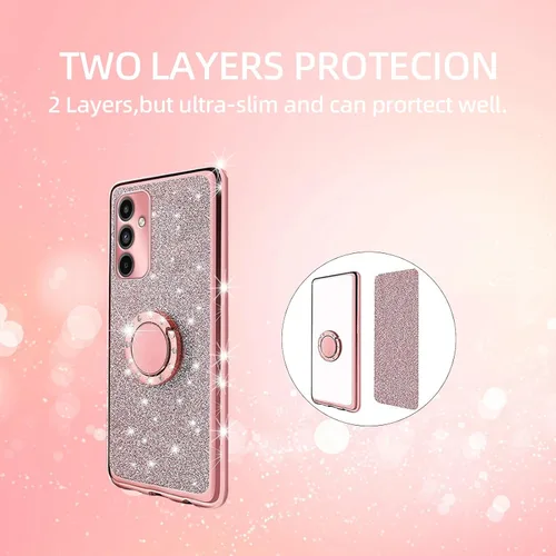 Vista 8 de Funda para Samsung Galaxy A15 0.18 oz, Gabb Phone 4 Pro para mujeres y niñas, con purpurina de cristal suave TPU transparente de lujo, bonita funda