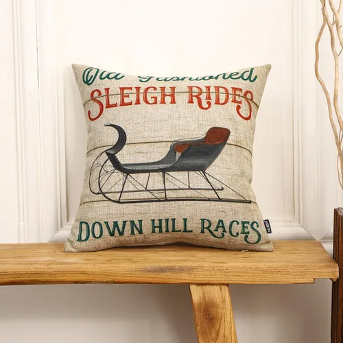 Vista 2 de TRENDIN Funda de almohada de Navidad de 18 x 18 pulgadas para sofá, casa de campo, decoración de invierno, funda de cojín cuadrada de lino
