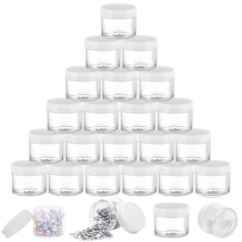 Vista 11 de 100 unidades de 10 g de envases de muestra pequeños con tapas. Frasco de plástico. Frascos cosméticos vacíos. Frascos de maquillaje. Envases