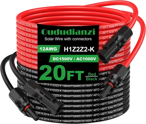 Vista 13 de Oududianzi Cable de extensión solar de 10 pies, cable solar de 10 AWG, cable fotovoltaico de cobre estañado de calibre 10, cables y conectores