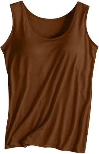 Vista 23 de Camiseta sin mangas con brasier integrado para mujer, sin mangas, correa ancha, ropa de dormir básica, para entrenamiento, yoga, camisola acolchada