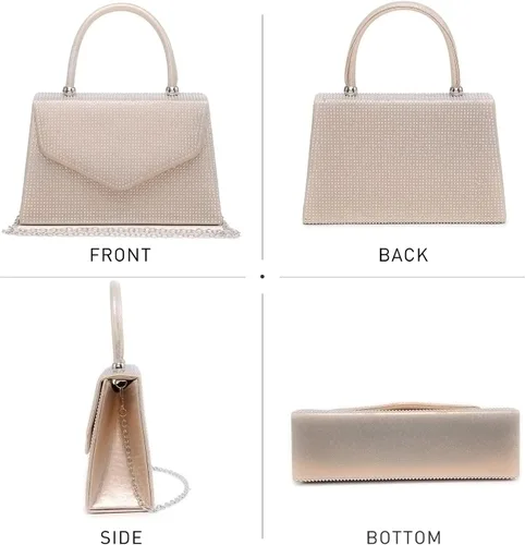 Vista 3 de Dasein Bolso de noche para mujer, embragues de fiesta, bolsos de boda, cóctel, baile de graduación, bolsos con purpurina esmerilada