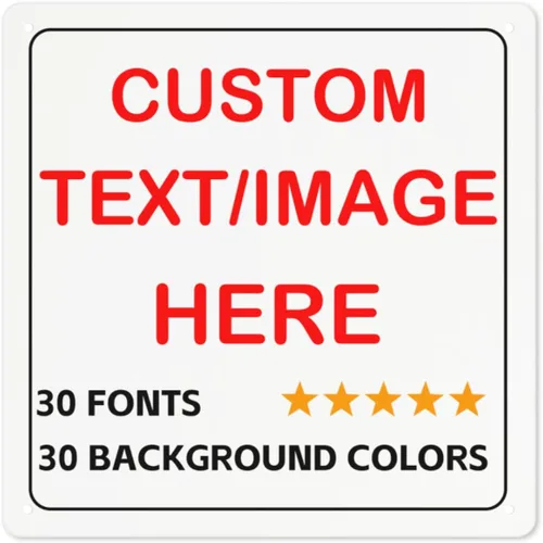 Vista 8 de Letreros personalizados para negocios al aire libre de metal con texto en inglés «Make Your Own 12X12» Letrero personalizado para jardines al aire