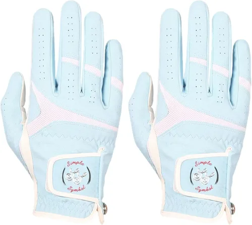 Vista 17 de Guantes de golf para hombre, cuero sintético de alta calidad, agarre estable, paquete de dos
