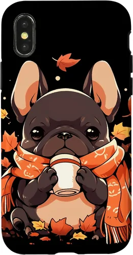 Vista 5 de French Bulldog Fall Autumn Pumpkin Spice Latte Frenchie Dog Case for iPhone 17