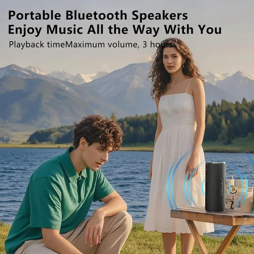 Vista 4 de COOPERS Altavoz Bluetooth portátil, altavoz Bluetooth inalámbrico, altavoces impermeables IPX5 con luces RGB, graves profundos de sonido estéreo