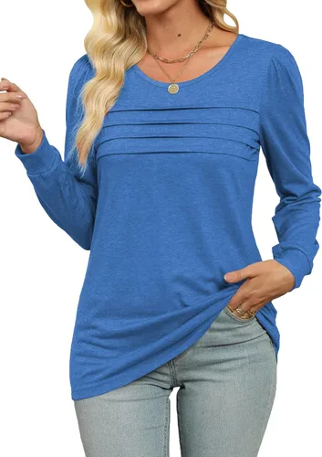 Vista 2 de JomeDesign Camisetas casuales de manga larga con cuello redondo para mujer