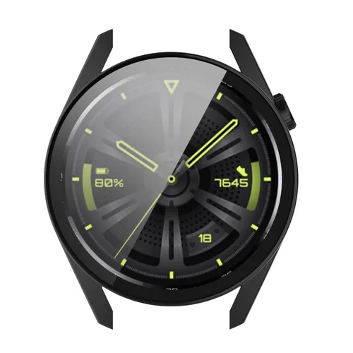 Vista 5 de AISPORTS Paquete de 2 fundas protectoras compatibles con Huawei Watch GT 3 de 1.811 in, carcasa rígida de policarbonato HD, película de vidrio negro