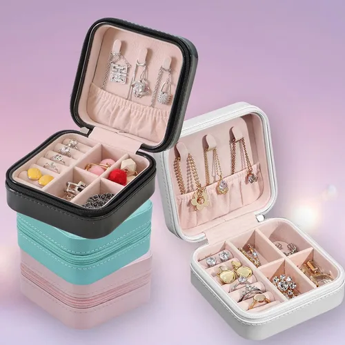 Vista 7 de Joyero de viaje personalizado con flores para mujer, con nombre, foto, imagen, joyero, estuche de joyería de cuero para niñas, dama de honor