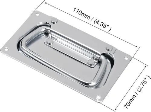 Vista 2 de METALLIXITY Mango empotrable con resorte (4.33 pulgadas), 1 unidad, mango rectangular de pintura en aerosol de hierro, para caja de herramientas