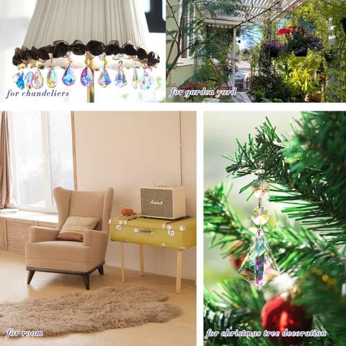 Vista 5 de KANPURA 12 piezas de atrapasoles de cristal, adorno colgante de cristales, prisma de arco iris para el hogar, oficina, jardín, decoración de Navidad