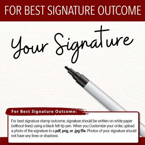 Vista 3 de Sello de firma personalizada - Insignia personalizada - Autoentintado - ¡Tu elección de 7 colores de tinta! (1, Grande)
