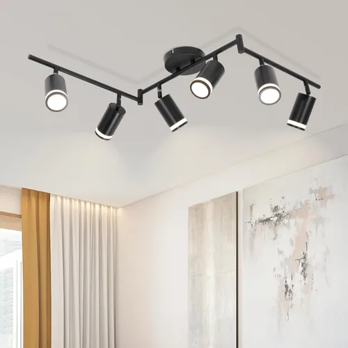 Vista 13 de Ketom Luminarias de Riel de Techo de 4 Luces, Foco LED de Techo Negro GU10, Kit de Luz de Riel Moderno para Cocina Pasillo Sala de Estar