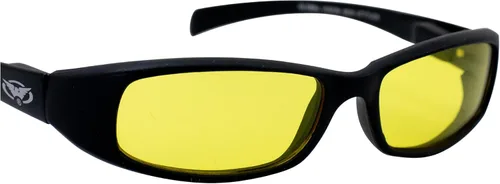 Vista 6 de Global Vision Nuevo Gafas Attitude Eye wear, con montura negra mate y lentes amarillas. Muy elegante, el amarillo hace que