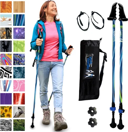 Vista 30 de York Nordic Motivator - Bastones de caminata para equilibrio y rehabilitación - Agarres de estabilidad patentados - Ligeros, ajustables y plegables