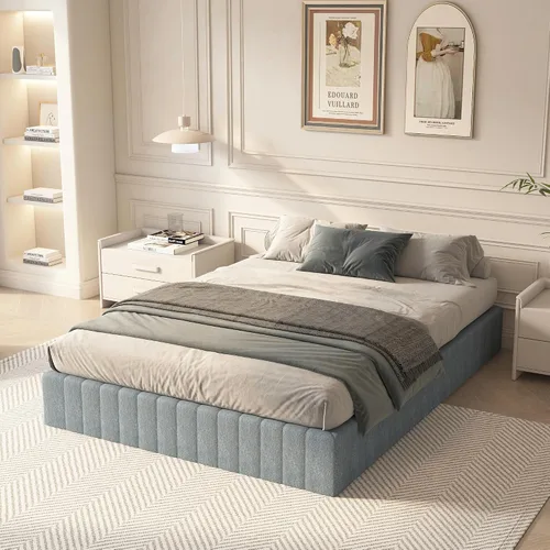 Vista 11 de YORMDMO Somier de 3 pulgadas, resortes de caja tamaño Queen con cubierta de tela, bases de metal resistente de bajo perfil, fácil montaje, capacidad