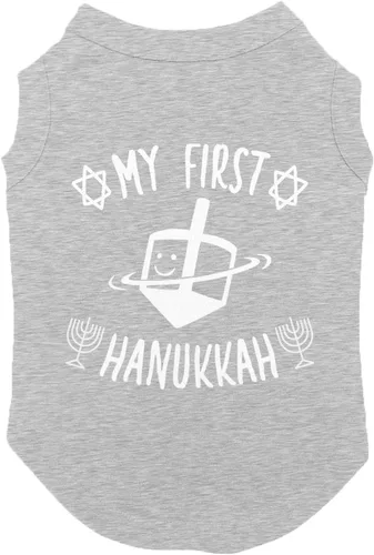 Vista 8 de My First Hanukkah - Camiseta para perro Menorah Dreidel (negro, XS)
