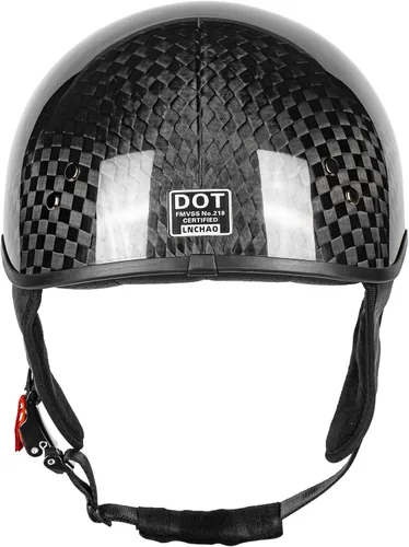 Vista 4 de Medio casco de motocicleta de fibra de carbono para adultos, hombres y mujeres, cascos retro de cara abierta aprobados por DOT con visera, diseño