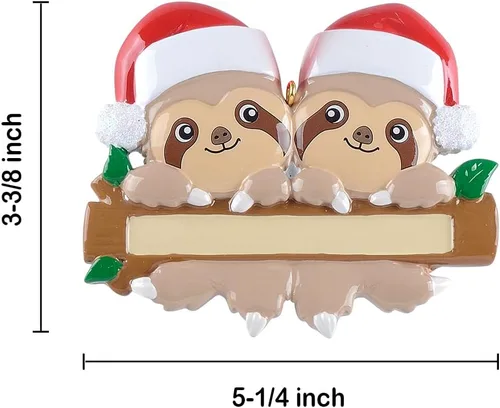 Vista 4 de Adorno Personalizado de Perezoso 2025, Adorno de Árbol de Navidad Personalizado con Caracter de Perezoso, Decoración Personalizada para Árbol