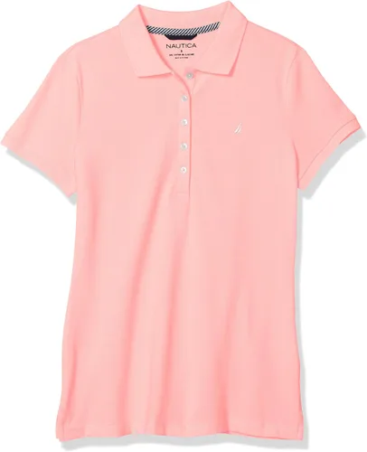 Vista 3 de Camiseta de polo Nautica para mujer, de manga corta, 5 botones, transpirable, 100% algodón