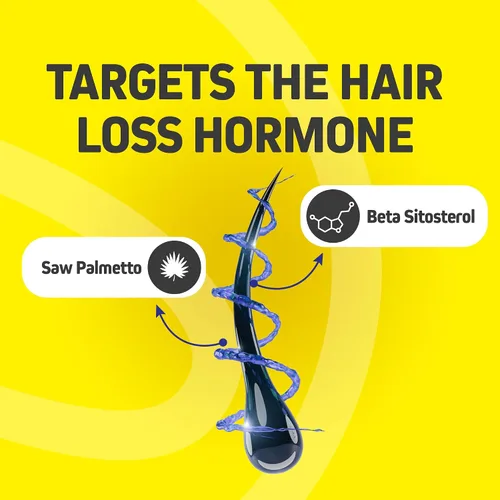 Vista 3 de Vitaminas para el crecimiento del cabello para mujeres y hombres Bloqueador DHT con palma enana americana y 10000 mcg de biotina, suplemento