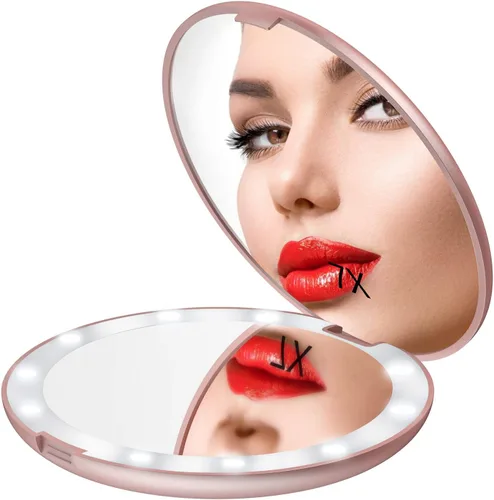 Vista 8 de Gospire Espejo de maquillaje iluminado de 7" con aumento 10X/1X doble cara Negro-7