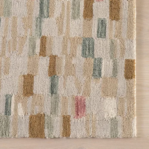 Vista 9 de Dash & Albert Ashmore - Alfombra de lana micro enganchada a múltiples manos, 2 x 3 pies, patrón geométrico multicolor