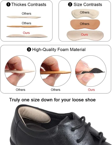 Vista 4 de Dr. Foot's Heel Grips Liner Insert for Shoes Too Big, inserciones de zapatos para zapatos sueltos, evitando resbalones del talón, frotamiento, Beige
