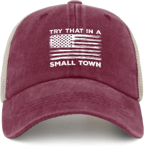 Vista 23 de Hat Try That in Small Towns Trucker Hat Men Funny Mesh Cap for Summer