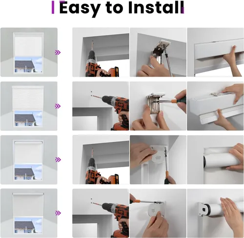 Vista 8 de Persianas motorizadas de cebra para ventana: Astomi - Persiana enrollable sin cordón con control remoto, persianas inteligentes funciona con Google