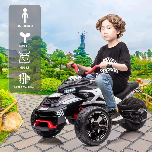 Vista 6 de vehículo de 24 voltios con batería de 3 ruedas para montar en UTV, vehículo todoterreno eléctrico para niños, motocicleta de policía con ruedas