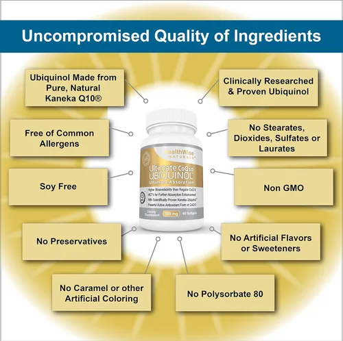 Vista 6 de Ultimate CoQ10 Ubiquinol (100 mg) – Supreme cardiovascular, antioxidante, & Suplemento Antienvejecimiento – Más de 4 x Más eficaz – Pure Kaneka Qh