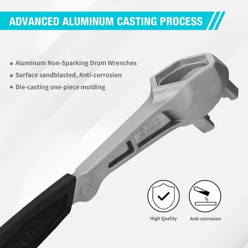 Vista 6 de DURATECH Llave de tambor, llave 3 en 1 para apertura de barril de 55 galones Barrel Opener Tool, Opening 10, 15, 20, 30, 55 Gallon Drum, Fits 2