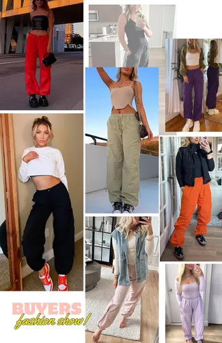 Vista 5 de Y2K Cargo Pants Women Baggy - Pantalones de paracaídas para mujer