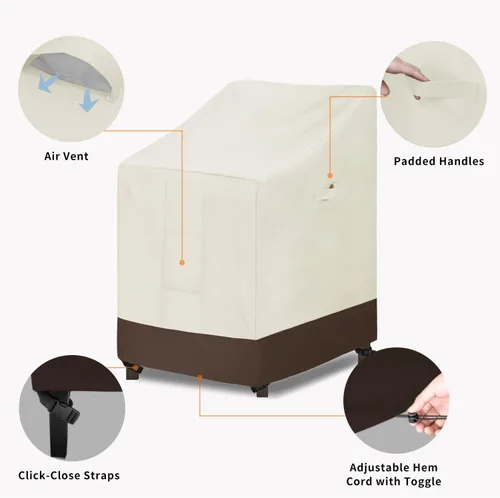 Vista 4 de Easy-Going Funda para Silla Apilable de Exterior Resistente, Funda para Silla de Patio Impermeable, Funda para Muebles de Exterior Resistente al