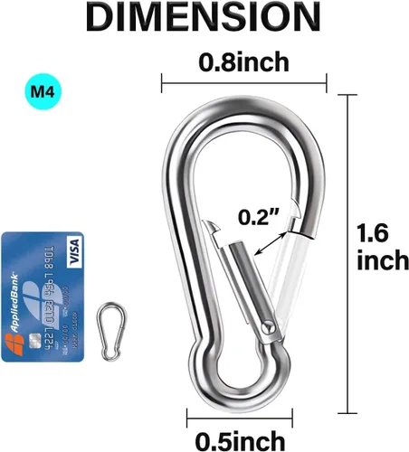Vista 2 de Carabiner Clips 304 Stainless Steel Snap Hooks