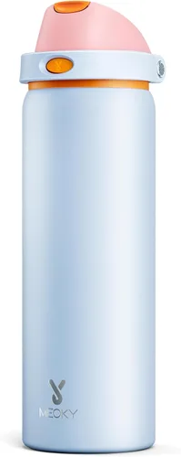 Vista 57 de Botella de agua de 24 onzas para el día de San Valentín: Botella de agua de acero inoxidable Meoky con popote y tapa de boquilla, a prueba de fugas
