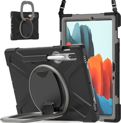Vista 157 de 360 Rotation Case for Galaxy Tab ActivePro/Tab Active4 Pro/Active 5 Pro 10.1" Sturdy Cover Rotate Ring Stand Shoulder Carrying Strap Hand Strap