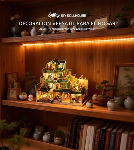 Vista 4 de Spilay Kit de casa en miniatura para adultos, kit de construcción de casa Fuchun Complejo turístico