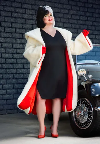 Vista 2 de Disfraz de Abrigo de Cruella De Vil para Mujer Talla Plus de 101 Dálmatas de Disney Multicolor